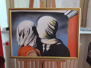 Quadro Gli Amanti -Ispirato a Magritte olio tavola