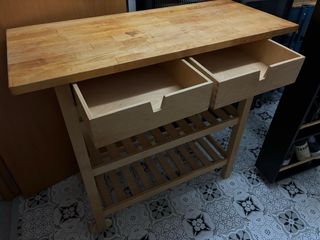 Mesa Cocina Madera Cajones Ruedas