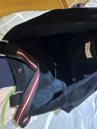 Bolso piel/ante negro Brownie asas rayadas