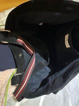 Bolso piel/ante negro Brownie asas rayadas