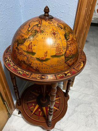 Botellero Bar Globo Terráqueo Madera