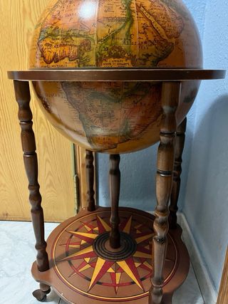 Botellero Bar Globo Terráqueo Madera
