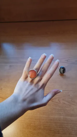 Anello regolabile pietra arancione oro
