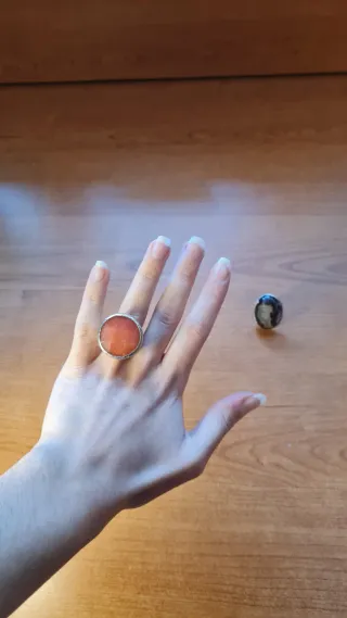 Anello regolabile pietra arancione oro