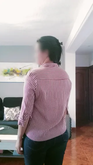 Camisa de rayas mujer burdeos