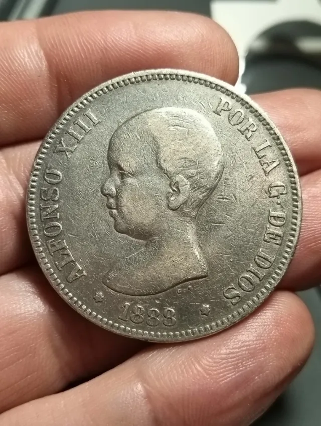 Moneda 5 Pesetas Plata Alfonso XIII 1888