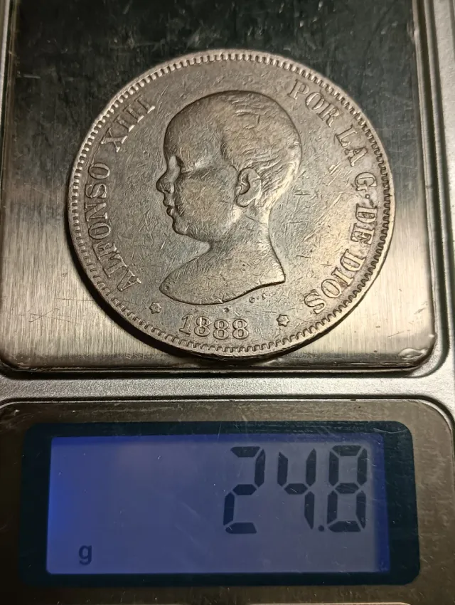 Moneda 5 Pesetas Plata Alfonso XIII 1888
