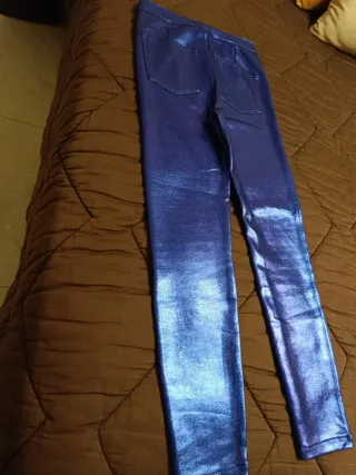 Pantaloni donna blu/viola lucidi