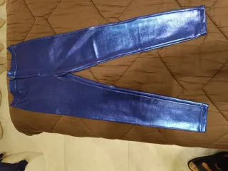 Pantaloni donna blu/viola lucidi