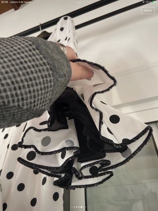 Vestido Flamenca Blanco Lunar Negro