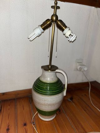 Lámpara cerámica rústica jarra verde