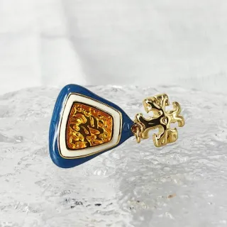 Pendientes vintage esmalte azul y dorado