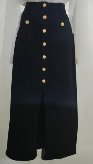 Falda larga vaquera elástica negra