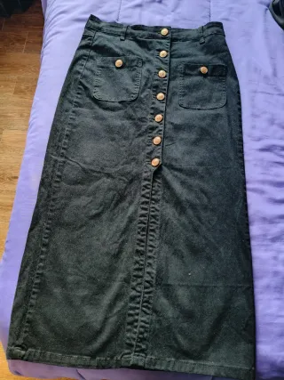 Falda larga vaquera elástica negra