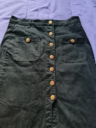 Falda larga vaquera elástica negra