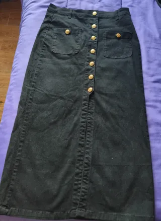 Falda larga vaquera elástica negra