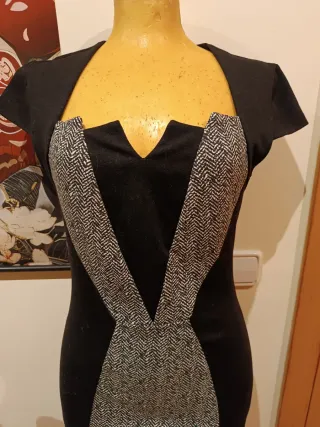 Vestido formal negro y gris