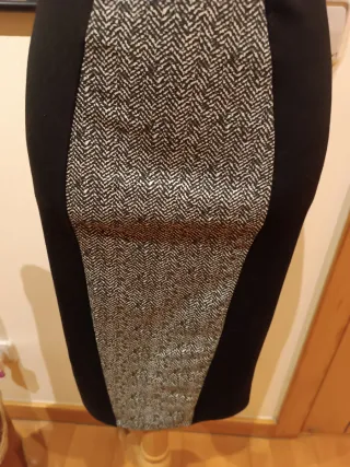 Vestido formal negro y gris