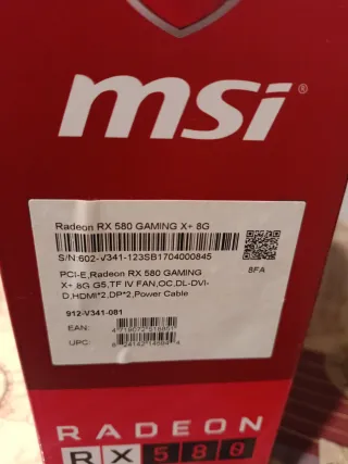 MSI RX 580 Gaming X 8GB Tarjeta Gráfica