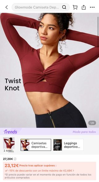 Top deportivo manga larga talla S