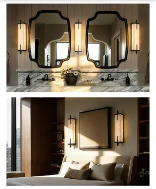 Aplique Pared Mármol TRIVIDHA Negro Latón