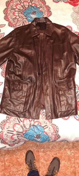 Chaqueta 3/4 Piel Hombre Marrón Oscuro