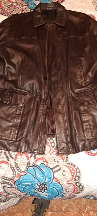 Chaqueta 3/4 Piel Hombre Marrón Oscuro