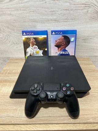 PS4 Slim Negra + Mando y Juegos FIFA