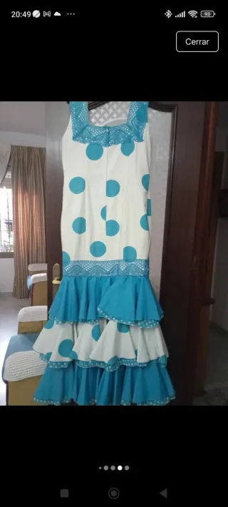Traje Flamenca Mujer Lunares Azul y Blanco