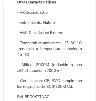 Variador Frecuencia INVT BPD0K7TNAC