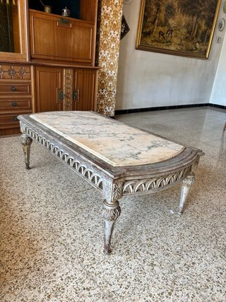 Mesa de centro mármol y madera