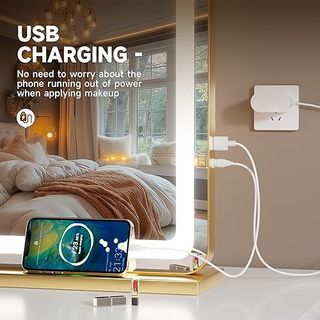 Espejo de tocador y maquillaje led 80x55cm dorado