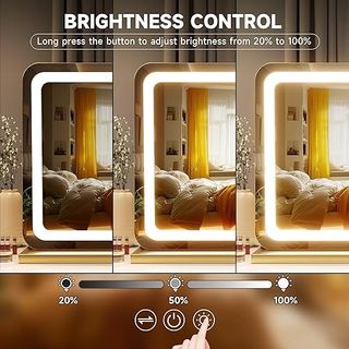 Espejo de tocador y maquillaje led 80x55cm dorado