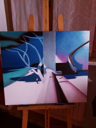 Quadro dipinto a mano paesaggio marino surreale