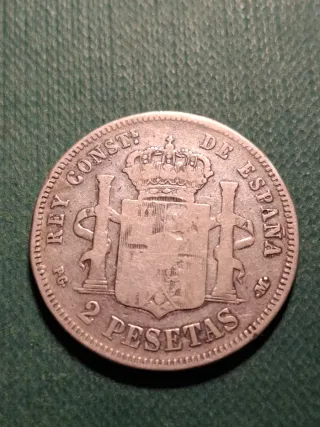Moneda 2 Pesetas Alfonso XIII 1892 plata