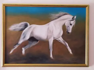 Quadro cavallo bianco opera originale olio tela