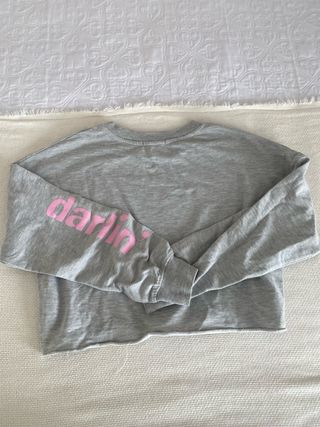 Sudadera Bershka gris y rosa mujer Talla S