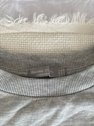 Sudadera Bershka gris y rosa mujer Talla S