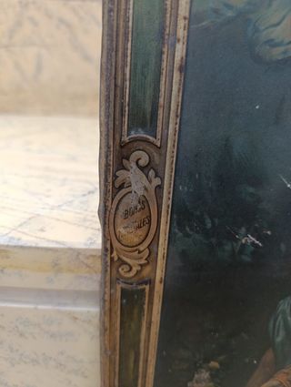 Antigua chapa 1940 litografiada religiosa