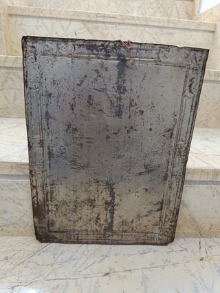 Antigua chapa 1940 litografiada religiosa