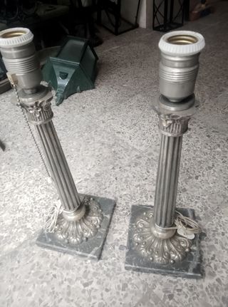 Lampara de mesa antigua alpaca