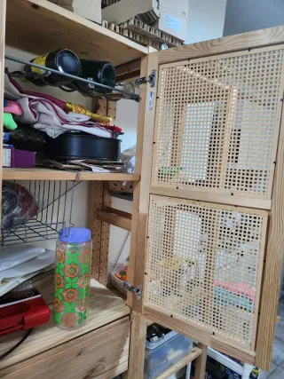 Estantería IVAR madera y ratán  con cajon