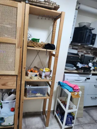 Estantería IVAR madera y ratán  con cajon