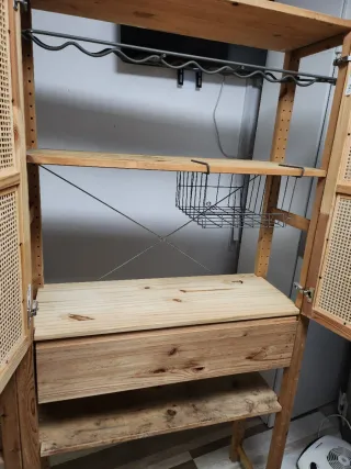 Estantería IVAR madera y ratán  con cajon