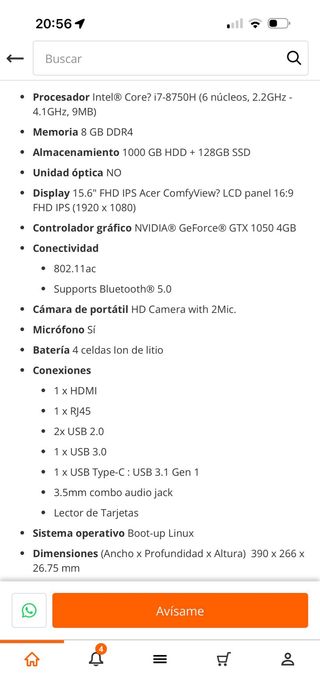 Portátil Acer Nitro 5