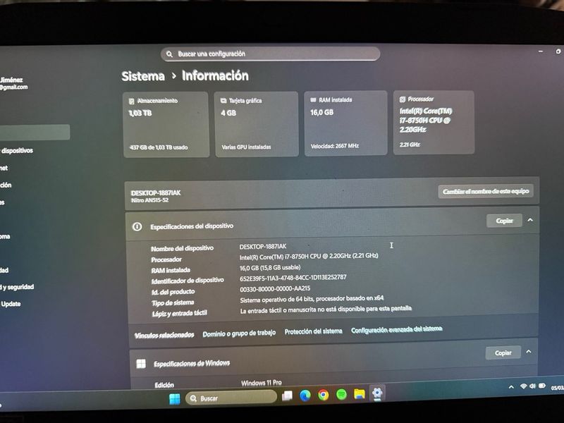 Portátil Acer Nitro 5 afbeelding 4