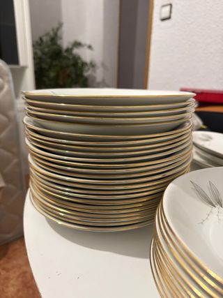 Vajilla Porcelana Vintage Royal China Dorada