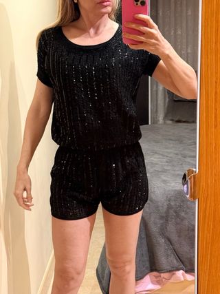 Mono negro lentejuelas fiesta