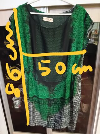 Vestido túnica MET verde y negro talla única