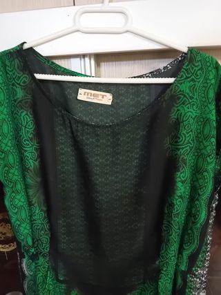 Vestido túnica MET verde y negro talla única